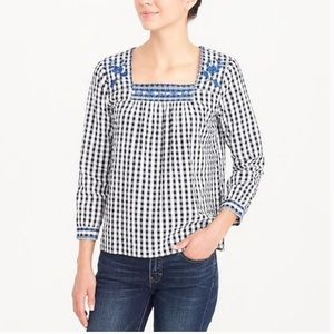J. Crew Blue and White Gingham Top
